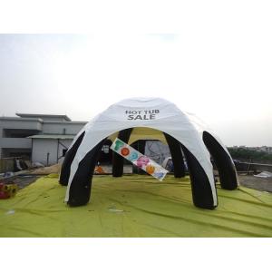 Quality 10m Span Inflatable Airtight Spider Event Tent Black PVC Frame Posts With White Printed Roof for sale
