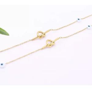 Long Stainless Steel Fashion Necklaces Blue Eyeball Mashup Stacked Gold