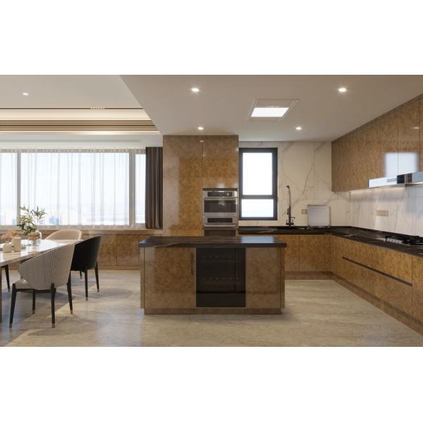 Modern Kitchen Cabinet With Integrated Wine Display L-Shaped Stainless Steel For High-End Home Customization