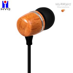 Wooden 98dB Wired In Ear Earbuds Lightweight Music Sound Earphones