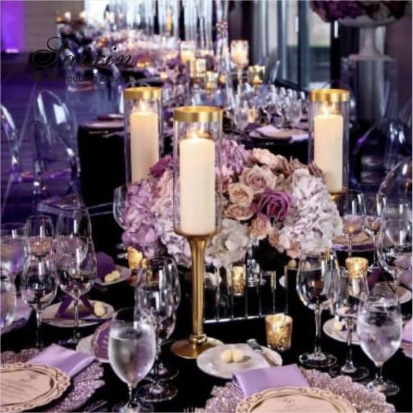 Hot ! 3 piece set tall crystal Hurricane candle holder for wedding table decoration