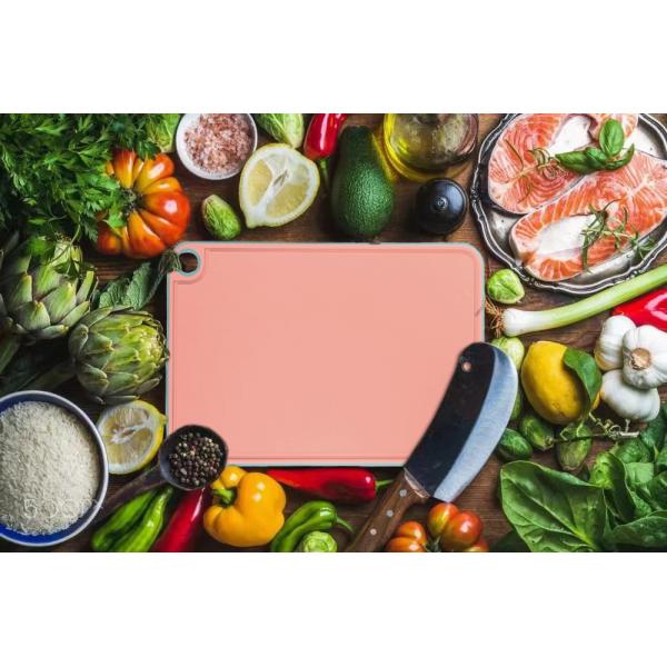 Plastic Cutting Boards with Deep Juice Grooves Lava Orange Durable and Dishwasher Safe