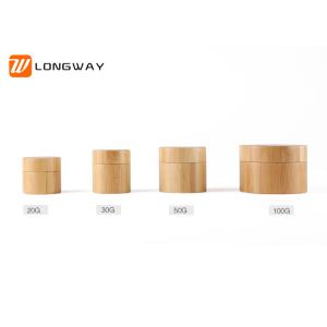 Custom Bamboo Wooden Cosmetic Jars With PP Inner , Small Plastic Cosmetic Pots