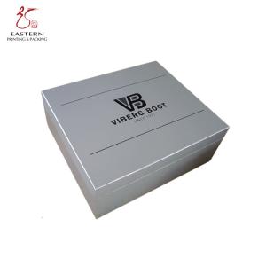 China Recycled Glossy Lamination Silver Cardboard Gift Boxes With Black Inside on sale