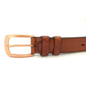 3.5cm Mens Dress Casual Ostrich Leather Belts With Copper Buckle
