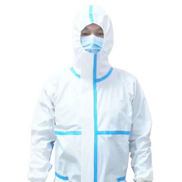 Buy Hospital Disposable Protective Suit Virus Isolation With Blue Tape Customization at wholesale prices