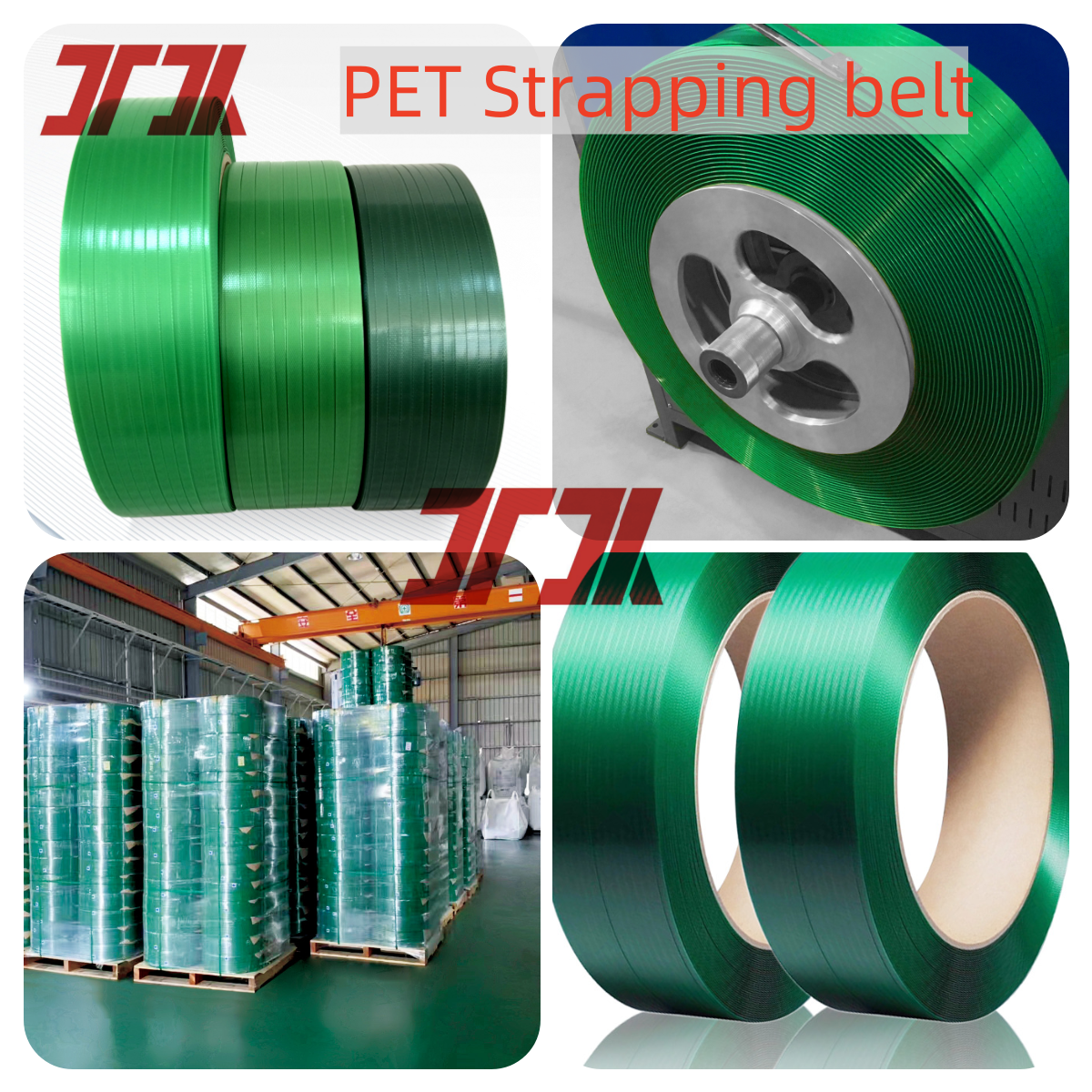 Transparent Green Polyester Pet Plastic Strapping Roll For Pallets Packaging With 9-32mm