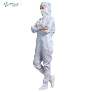 ESD Antistatic autoclaved cleanroom coverall Jumpsuit white color with facemask