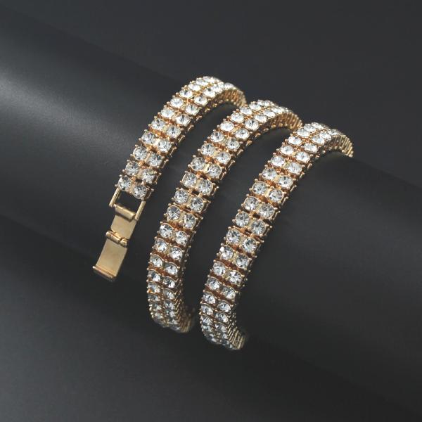 Fashion 2Rows 9mm Tennis Necklace Hiphop Chain Necklaces for Men Women Neckaces