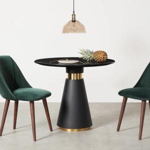Quality Restaurant / Apartment Round Coffee Table With Marble Top And Metal Base for sale