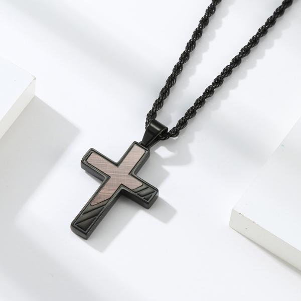 Stainless Steel Cross Pendant Necklace Men's Christian Jewelry for Anniversary Occasion