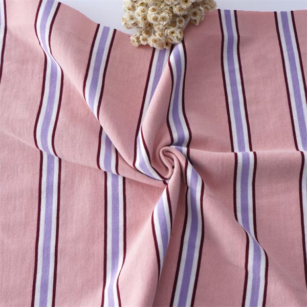Multi-Colored And Fashionable Cotton Feel Striped Knit Fabric For T-Shirt