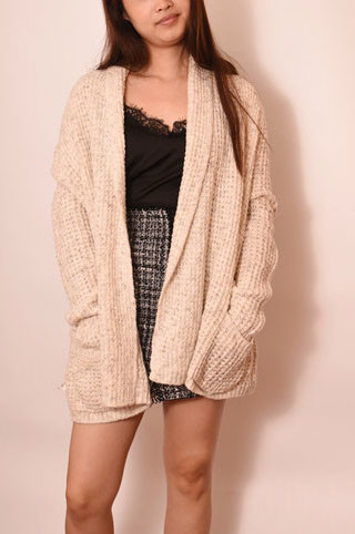 Buy 100% Acrylic Loose Knit Casual Cardigan Daily Ladies Casual Cardigan at wholesale prices
