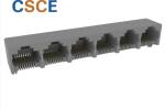 1×6 8P8C Unshielded Plastic RJ45 Modular Socket