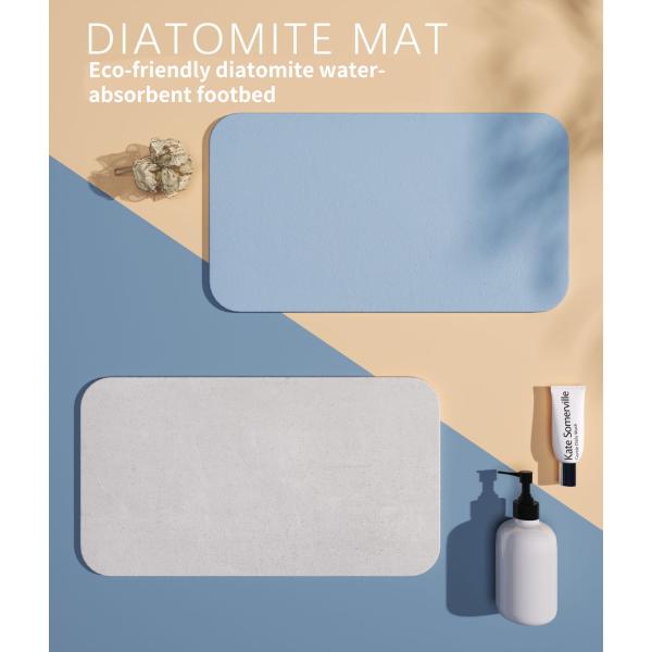 Custom Stone Bath Mat with Water Absorb Function Solid Pattern White/Gray/Pink/Blue