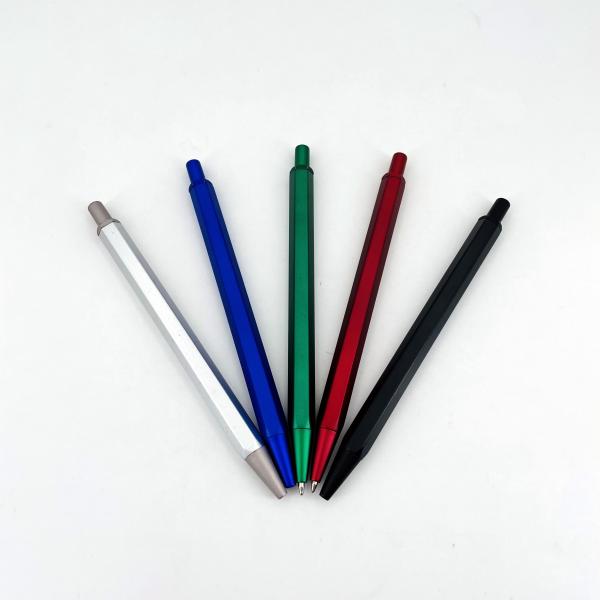 Classic Design Retractable Ball Pen Hexagonal Barrel Aluminum Press Ballpoint