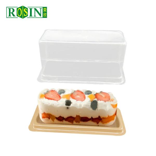 Rectangle Plastic Bakery Packaging Disposable Cheese Cake Container With Lid