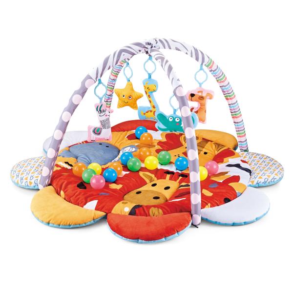 Baby Play Gym, Tummy Time Mat, 4-in-1 Baby Gym Activity Play Mat & Ball Pit, with High Contrast Toys