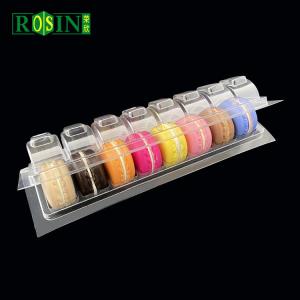 Customized 8 Cavity Macaron Tray Packaging Rectangular Hinged Bottom