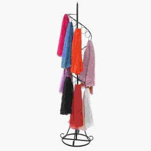 Freestanding Spiral 32 Ring Metal Scarf Hanger