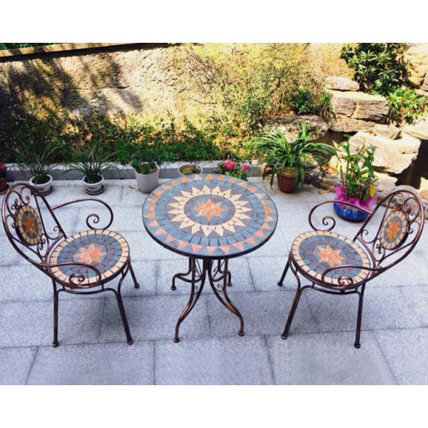 Outdoor Patio Garden Bistro Iron Frame Nordic Antique 2 Seater Dining Table and Chair