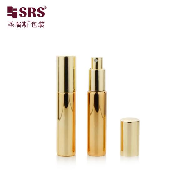 BLPA 10ML Metalized Gold Empty Round Glass Perfume Spray Pump Bottle Customization Fine Mist