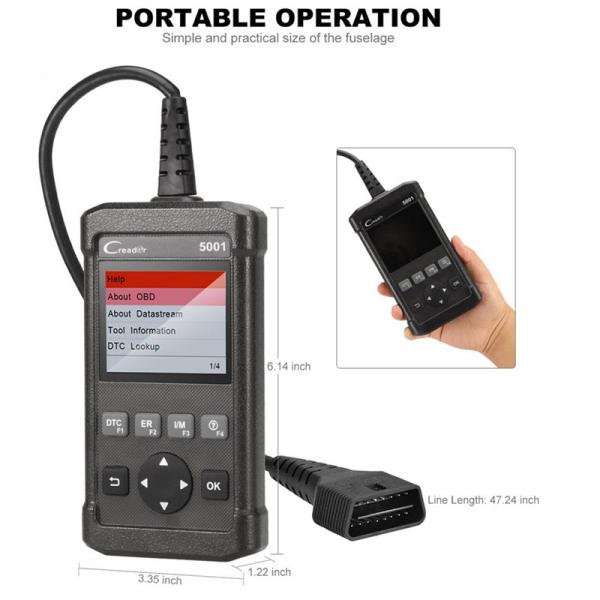 2018 Version CReader 5001 OBD2 Diagnostic Tool 12V 9W With AL519 LAUNCH Crea