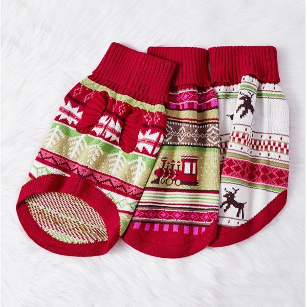 Buy Christmas Pet Doggie Sweater Knitted Clothes Snowflakes Reindeer Pattern at wholesale prices