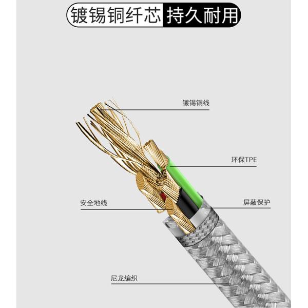 Magnetic Charging Micro Data LED USB Cable 360 Degree 3 In 1 Nylon Braided