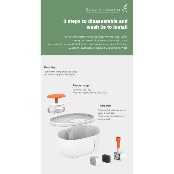 Pet Feeder Automatic Water Dispenser Avocado Shaped 4 Layers Filter Blue Light