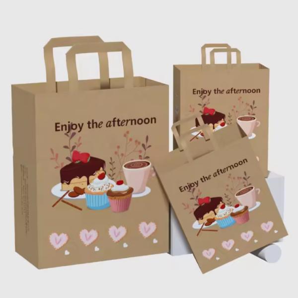 Custom Logo European Style Tote Gift Paper Bag With Handle Paper Food Shopping Bags Luxury