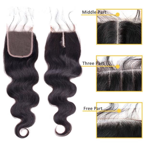 Buy No Shedding Peruvian Virgin Hair 4 X 4 Lace Closure Hair Extensions Body Wave For Ladys at wholesale prices