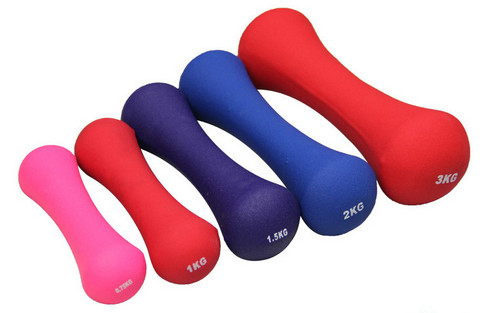 Colorful 0.5kg - 5kg Neoprene exerciser fitness matte surface bone weight