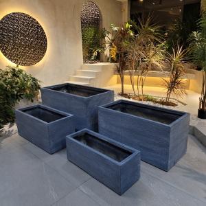 Green Fiber Clay Outdoor Planters with Rectangle Shape Frost Resistant Flower