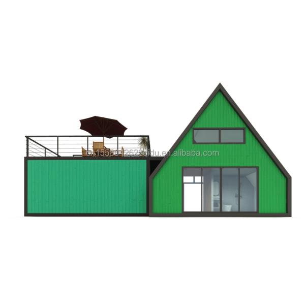 Villa Living or Hotel Elegant Residential Prefab Container House with Aluminum Alloy Windows in Steel Triangle Design