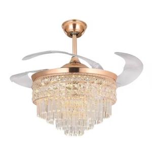 Wholesale Modern Black LED Chandelier Fan Light Retractable Remote Control