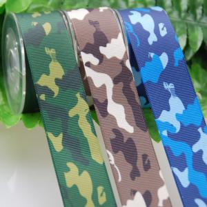 China Grosgrain Polyster Ribbon , Sublimation 25cm Gift Packing Camouflage Ribbon on sale