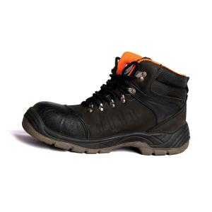 Microfiber Leather Genuine Leather Upper Lining BK Mesh / Air Mesh OEM Factory Worker Safety Boots for Men