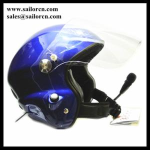 Noise cancel Paramotor helmet Blue with headset blue Open face PPG helmet two
