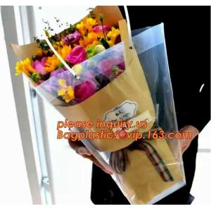 Customized PP plastic transparent flower carry bags with hanging,Eco-friendly