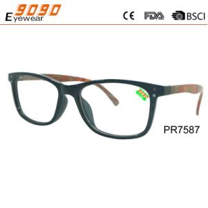 Rectangle fashion reading glasses with silver metal pins,spring hinge