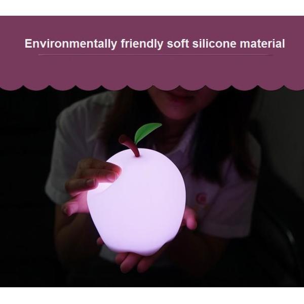 Silicone Children Colorful Night Lights,Apple shaped children's silicone touch sensor LED night light