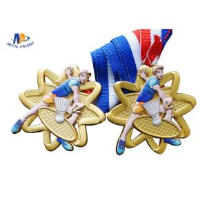 65*4MM Badminton Sports Cut Out Medals With Ribbon