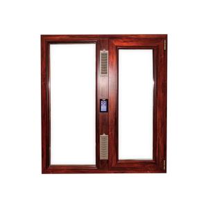 Smart Voice Control Swing Window with Wood Pattern and Stainless Steel Screen Netting