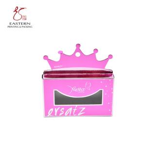 Foldable 350gsm White Cardboard Eyelash Packaging Box Crown Shaped