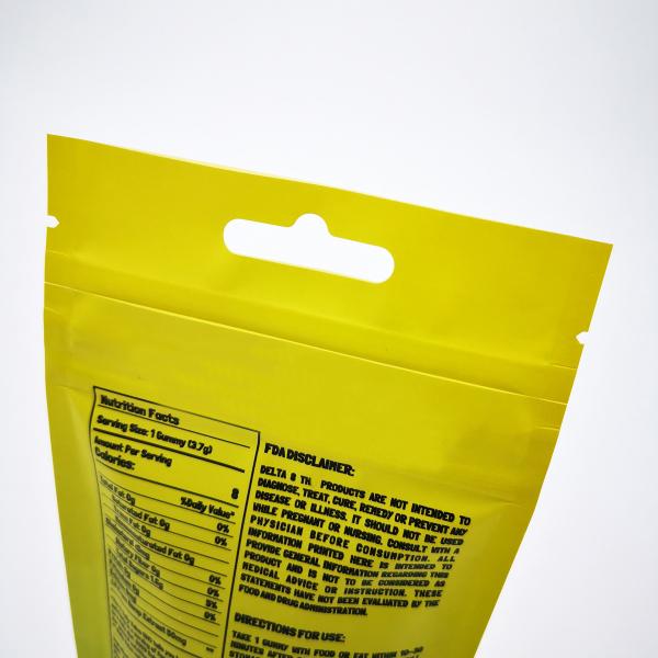 7g Custom Design One Side Foil Lined Childproof Ziplock Resealable Weed Bags With Hanging Hole And Clear Window