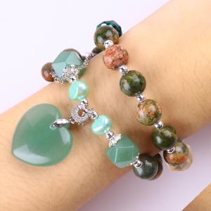 Handmade Gemstone Beaded Bracelet Natural Unakite Stone Bracelet Adjustable