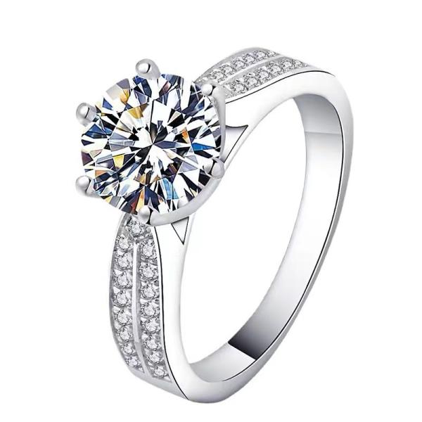 Fashion Moissanite Gold Stainless Steel Ring Silver Diamond Women'S Engagement Rings