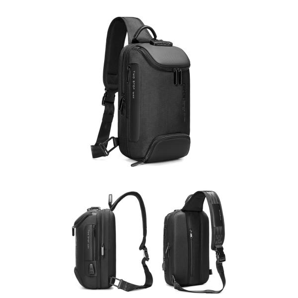 Lightweight Large Black Mens Sling Bag Guard Against Theft Durable