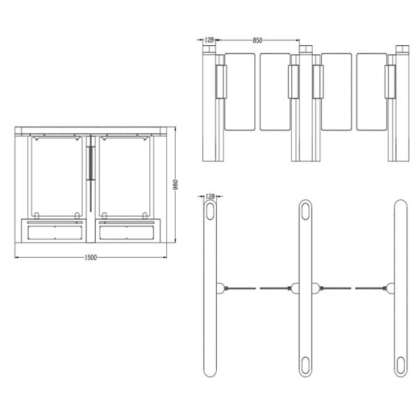 Automatic Flap Barrier Turnstile , High Speed Security Gates For Office Buildings